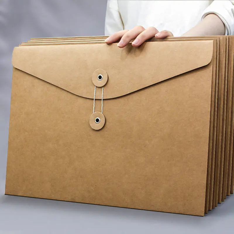 30pcs File Storage Bag 350g Kraft Paper Document Bag File Packaging Envelope Blank A4/A5 Document Envelopes Office Stationery