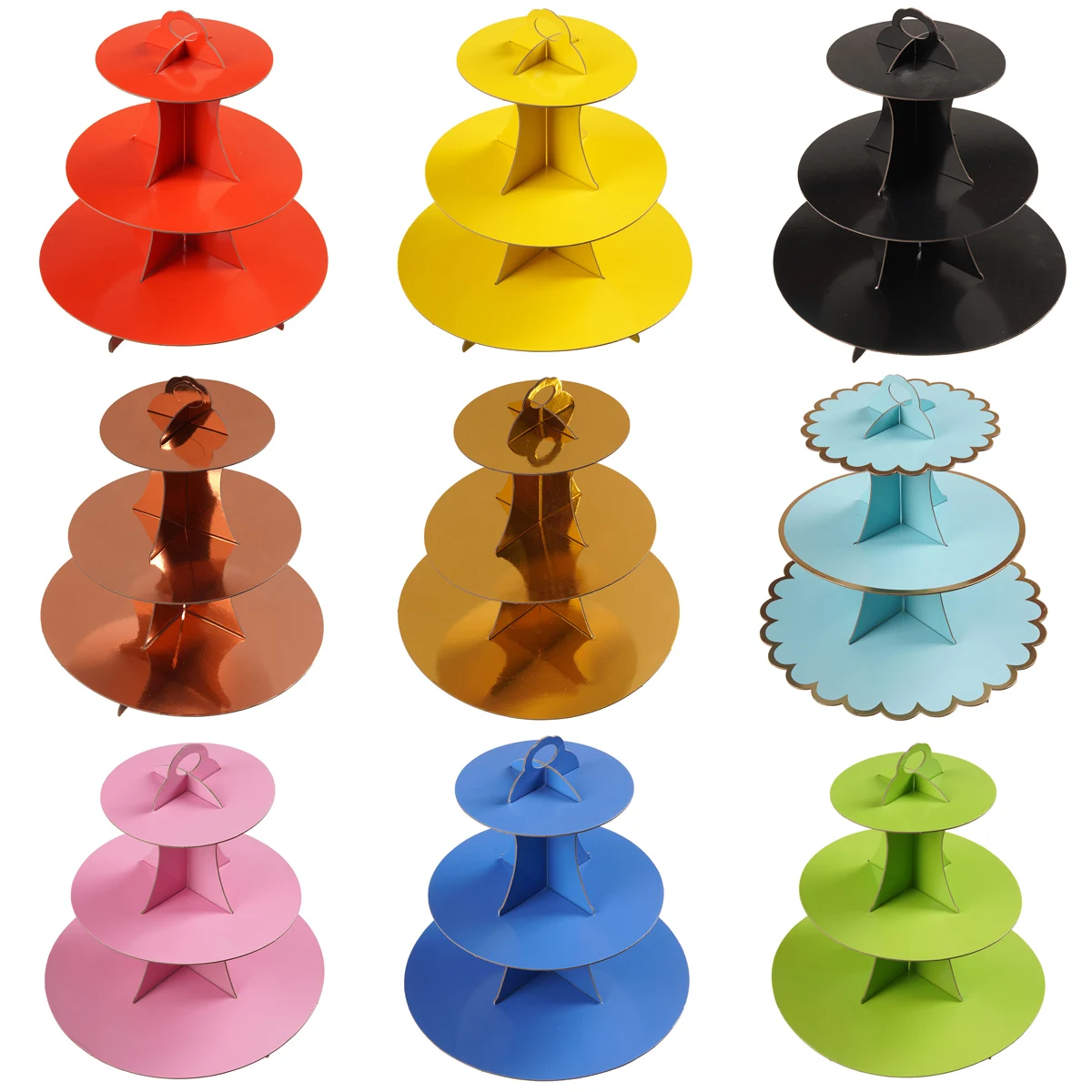 

Solid color birthday party cake Three-tiered Paper Cake Stand Birthday Party Supplies Dessert Table Cake Decor Color cake Stand