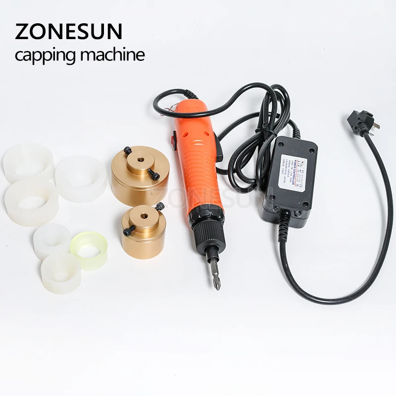 ZONESUN-휴대용 전기 씰링 타이트너 스크류 캐퍼 플라스틱 병, 10-50mm 큰 토크 속도 조절 캡핑 기계