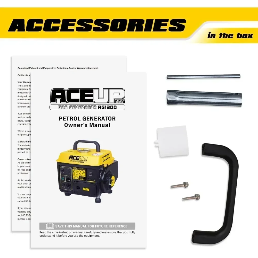 1200W Gas Powered Generator for Home Use Camping Ultralight, EPA & CARB Compliant, Small Portable Generator