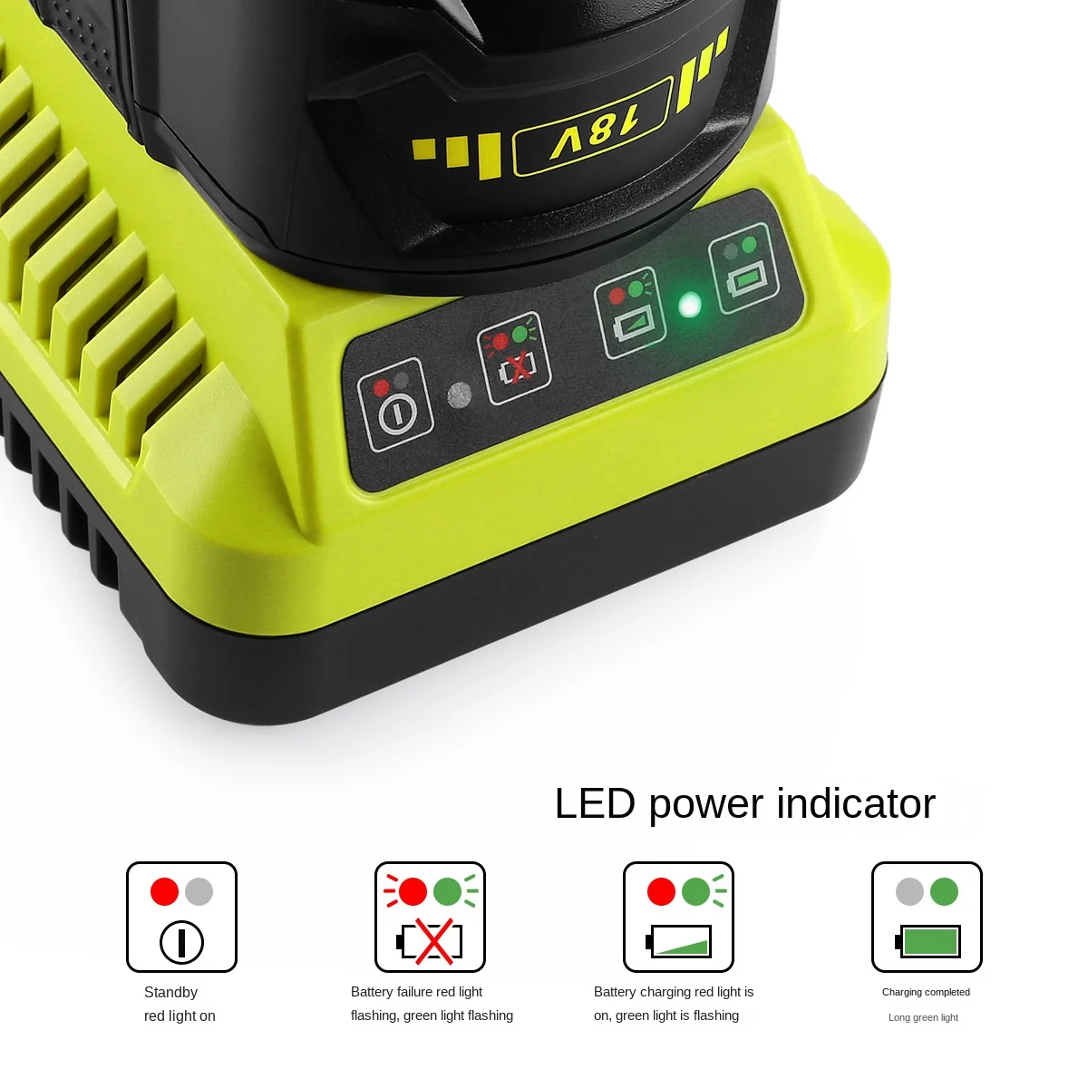 ELEOPTION P117 P118 3A Battery Charger For Ryobi 12V-18V Ni-Cd Ni-Mh Lithium Battery P108 P102,P107,P103,P104,P105,P106