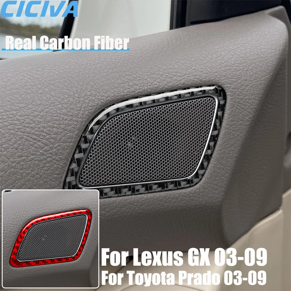 

Real Carbon Fiber Car Accessories Door Speaker Frame Decorative Trim Cover Soft Sticker For Lexus GX For Toyota Prado 2003-2009