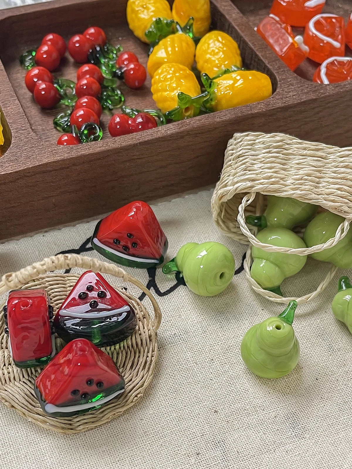 

Имитация стекла ручной работы, груша, вишня, арбузные бусины, свободные бусины, ожерелье, браслет, аксессуары, модные ювелирные изделия