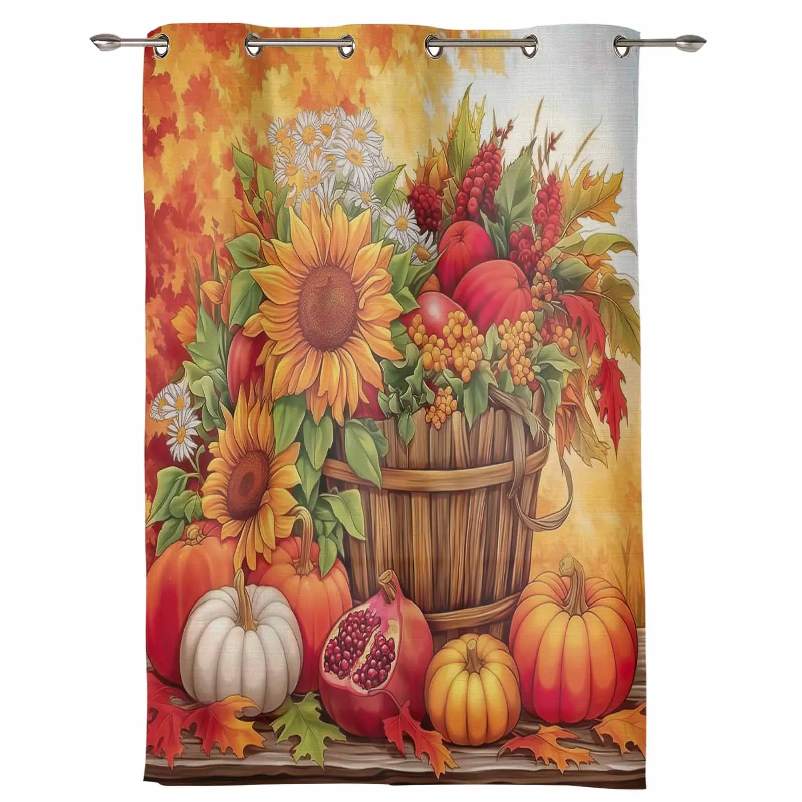 Sunflower Pumpkin Maple Leaves Modern Window Curtains for Living Room Bedroom Curtain Home Decor Balcony Drapes