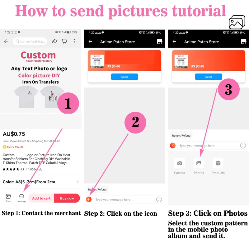 도매 DIY 맞춤형 로고 또는 사진 의류용 스티커, 열전사 DTF 컬러풀 패치, 마이크로 ... - 1