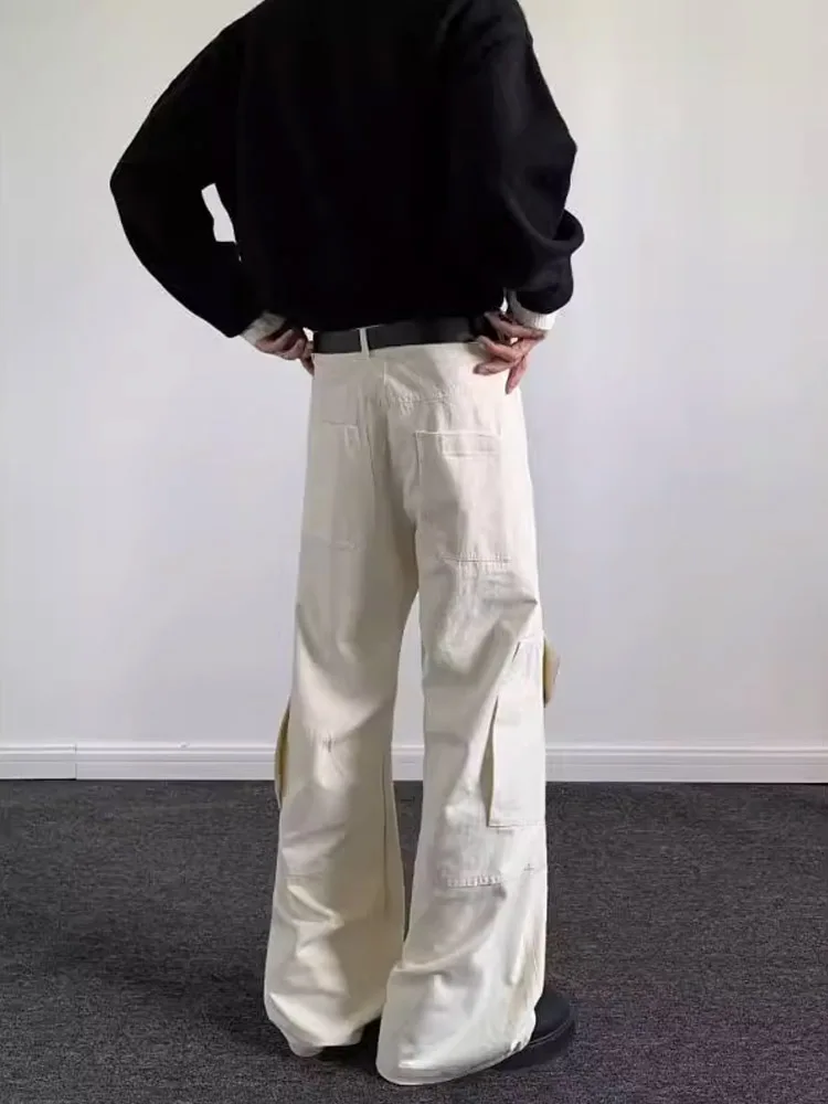 

American Sle Patchwork Waed Loose Straight Leg Men's Work Trousers Autumn Winter Vintage Cleanfit Long Pants