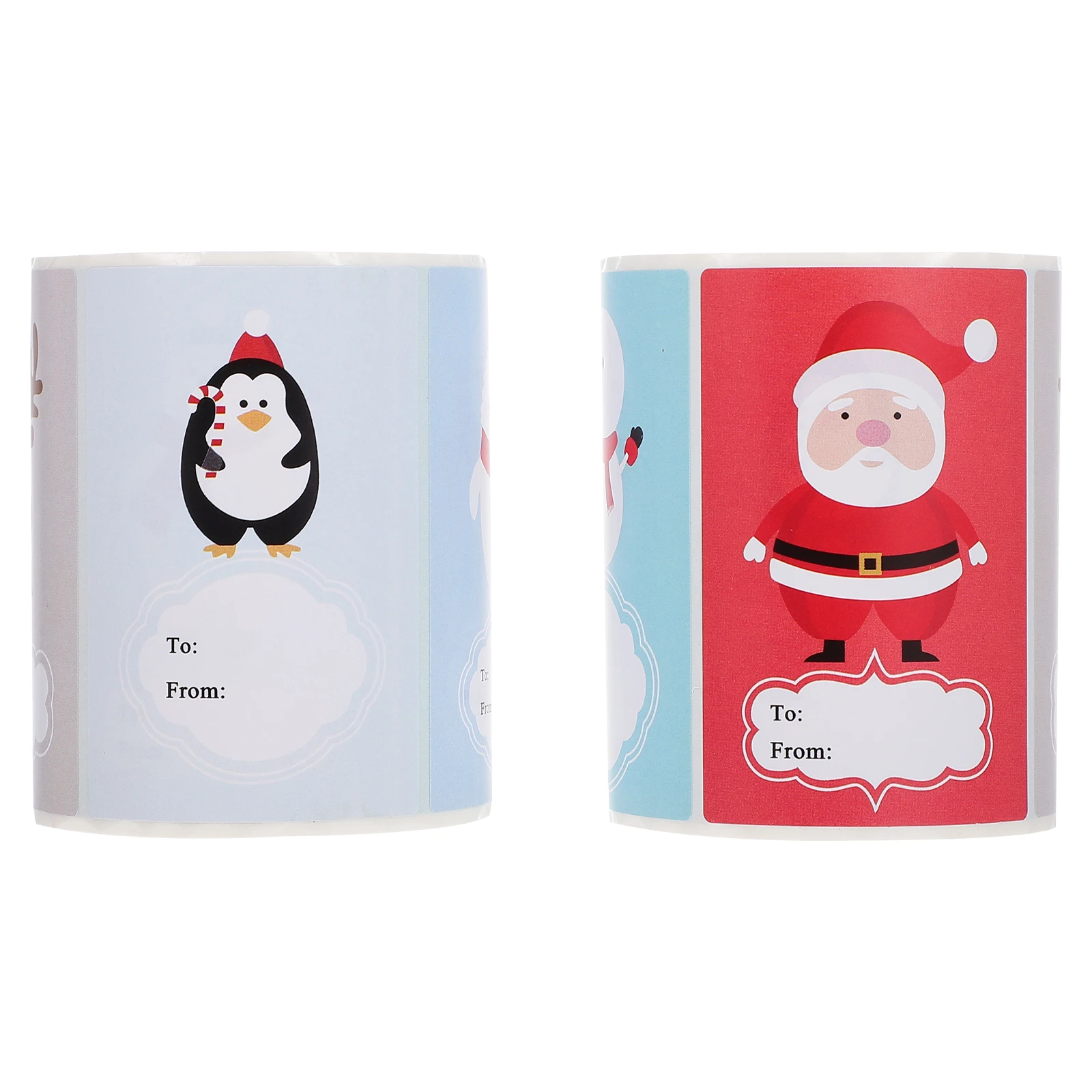 2 Rolls Christmas Writable Self-Adhesive Diy Cartoon Sealing Stickers For Gift Box Envelopes Candy Bags Greeting Cards Wrapping