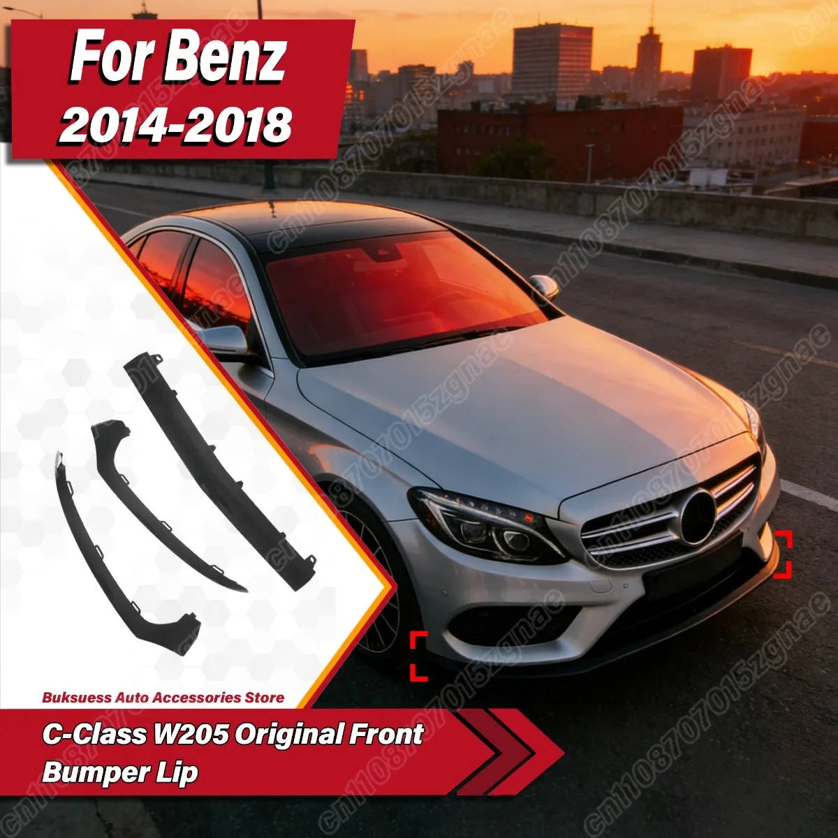 

For Mercedes Benz C-Class W205 Original 2014 2015 2016 2017 2018 Car Front Bumper Lip Spoiler ABS Splitter Body Modification Kit