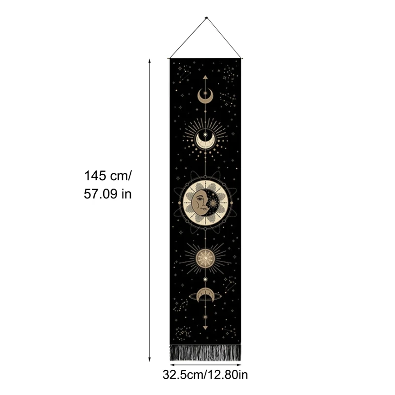 HOT SALE 2 PCS Black And White Sun Moon Decorative Tapestry For Home Decor Bohemian Moon Phase Wall Hanging Tapestry Decoration