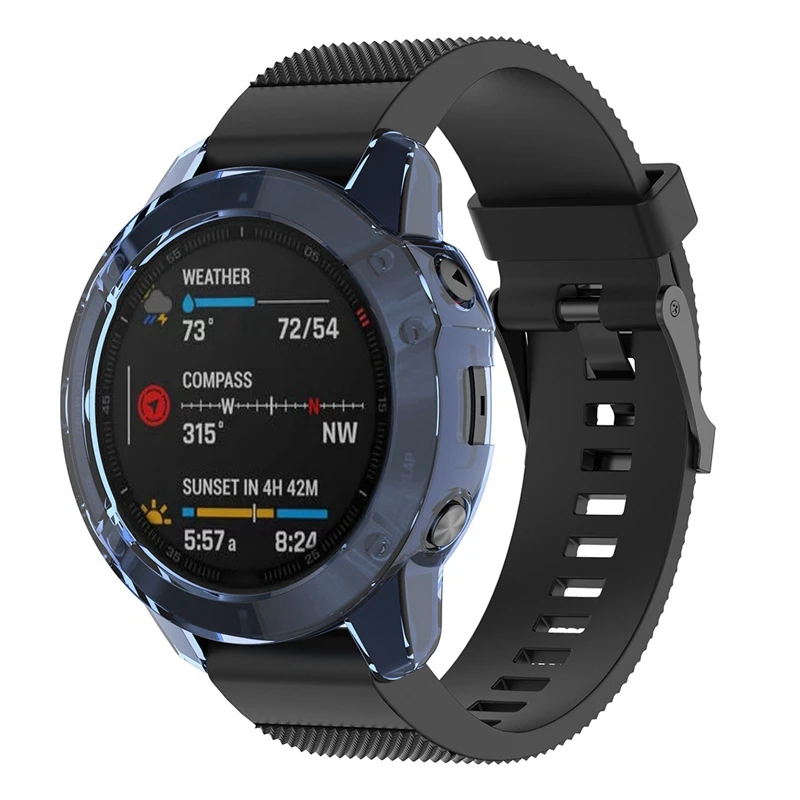 Penutup pelindung untuk Garmin Fenix6/Fenix6 Pro jam tangan pintar TPU lunak cangkang gelang bingkai Bumper