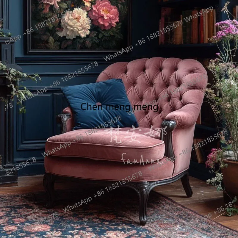 

French retro European light luxury single sofa chair living room office fabric sofa chair