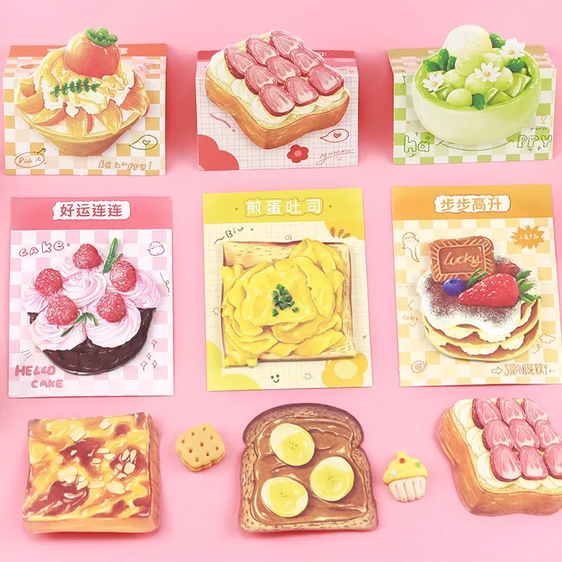 8pcs/lot Bread Toast Special-shaped Sticky Notes Ins for High-looking Students Sticky Personalized N Times Stationary Sticky Tab image 4