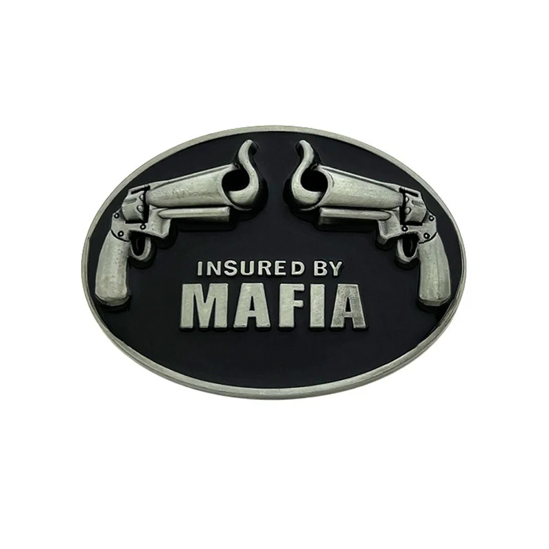 Zinc alloy double-gun belt buckle in Western style