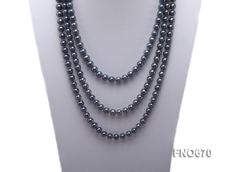 Terisa Pearl Jewelry 8mm Blueish Black Round Freshwater Pearl Necklace Charming Women Wedding Birthday Party Gift