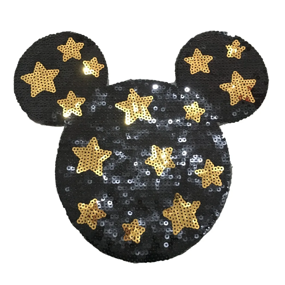 

Cartoon Star Mouse Sequined Sew on Patches for Clothes Sequins Applique Patch DIY Sewing Repair