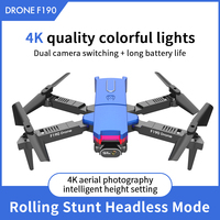 2024 New F190 mini Drone Wifi Fpv Drone With Wide Angle 4k Hd Camera fixed height hover Keep Black and Blue Foldable Quadcopter