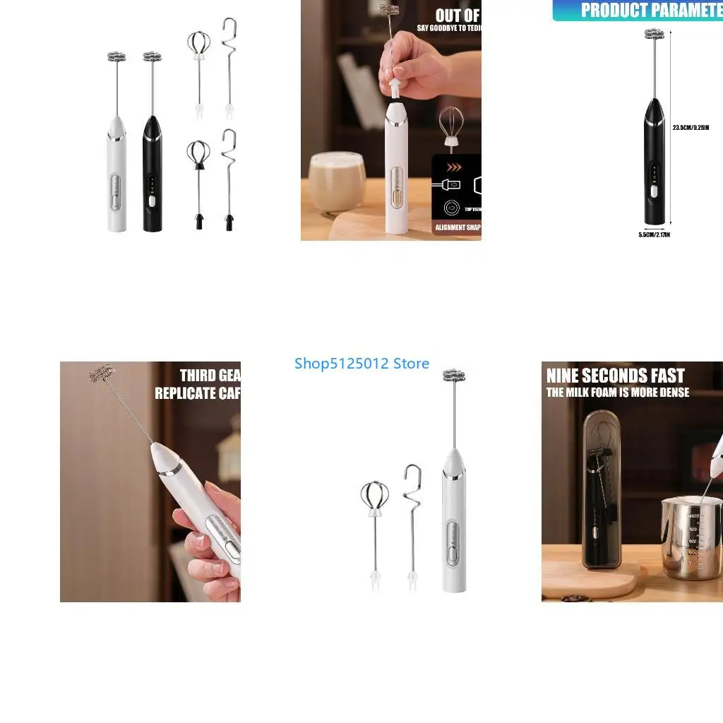 G8TC Pack of 1 Powerful 1200mAh Electric Handheld Milk Frother with 3 Attachments for Coffee Cream Embryos Includes Travel Case