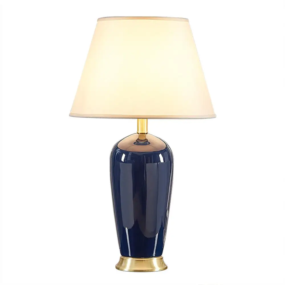 Imagem -06 - Azul Escuro Cerâmica Controle Remoto Abajur Bedroom Bedside Lamp Luz Americana Luxo Desk Lamp Sala de Estar Decor