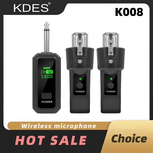 KDES K008 Convertidor de micrófono inalámbrico Transmisor y receptor XLR Sistema cableado a inalámbrico para mezclador de audio Micrófono dinámico
