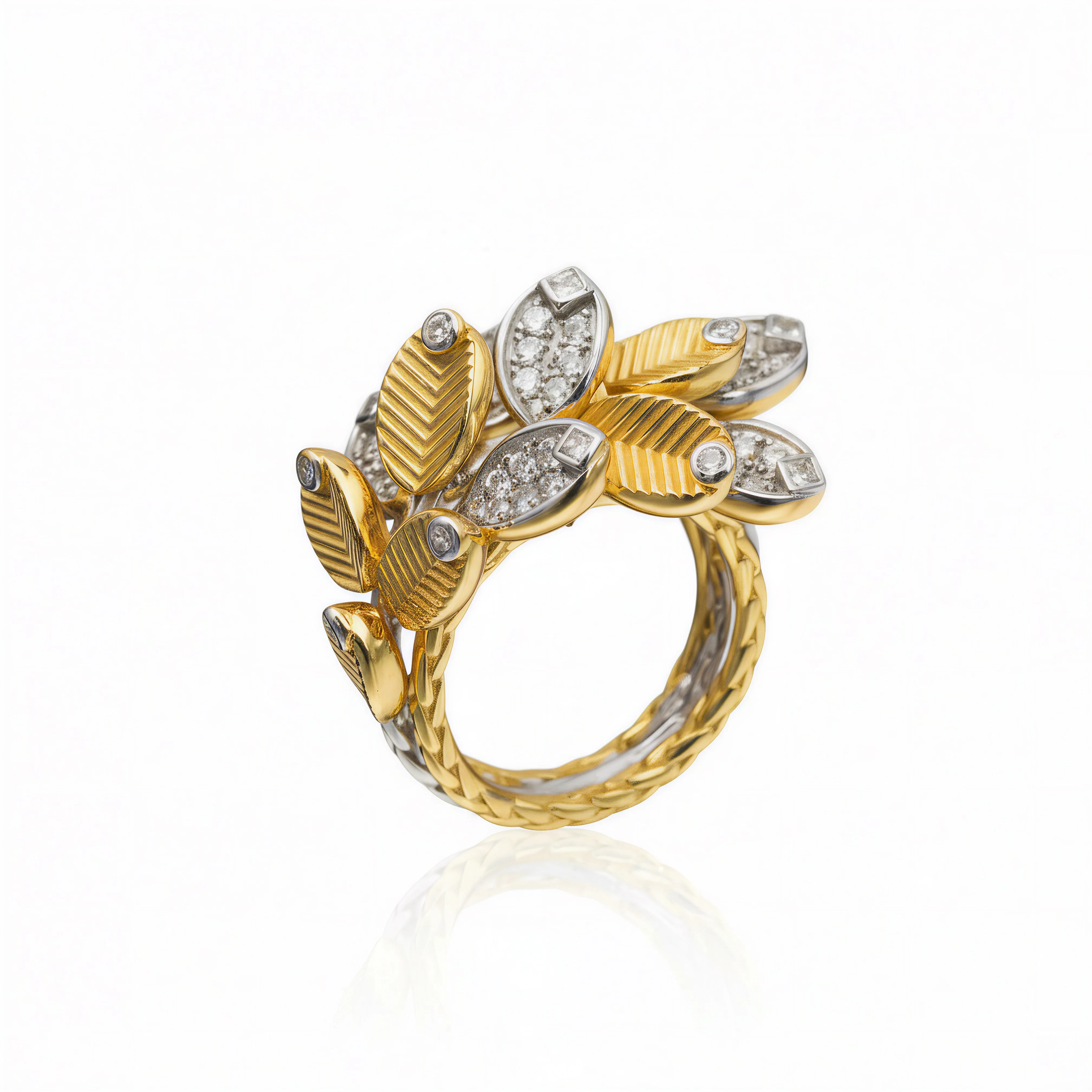 Vintage Coffee Beans Semi-paved Ring April Birthstones Diamond 925 Sterling Silver Fine Jewelry for Women's Anniversary Gifts