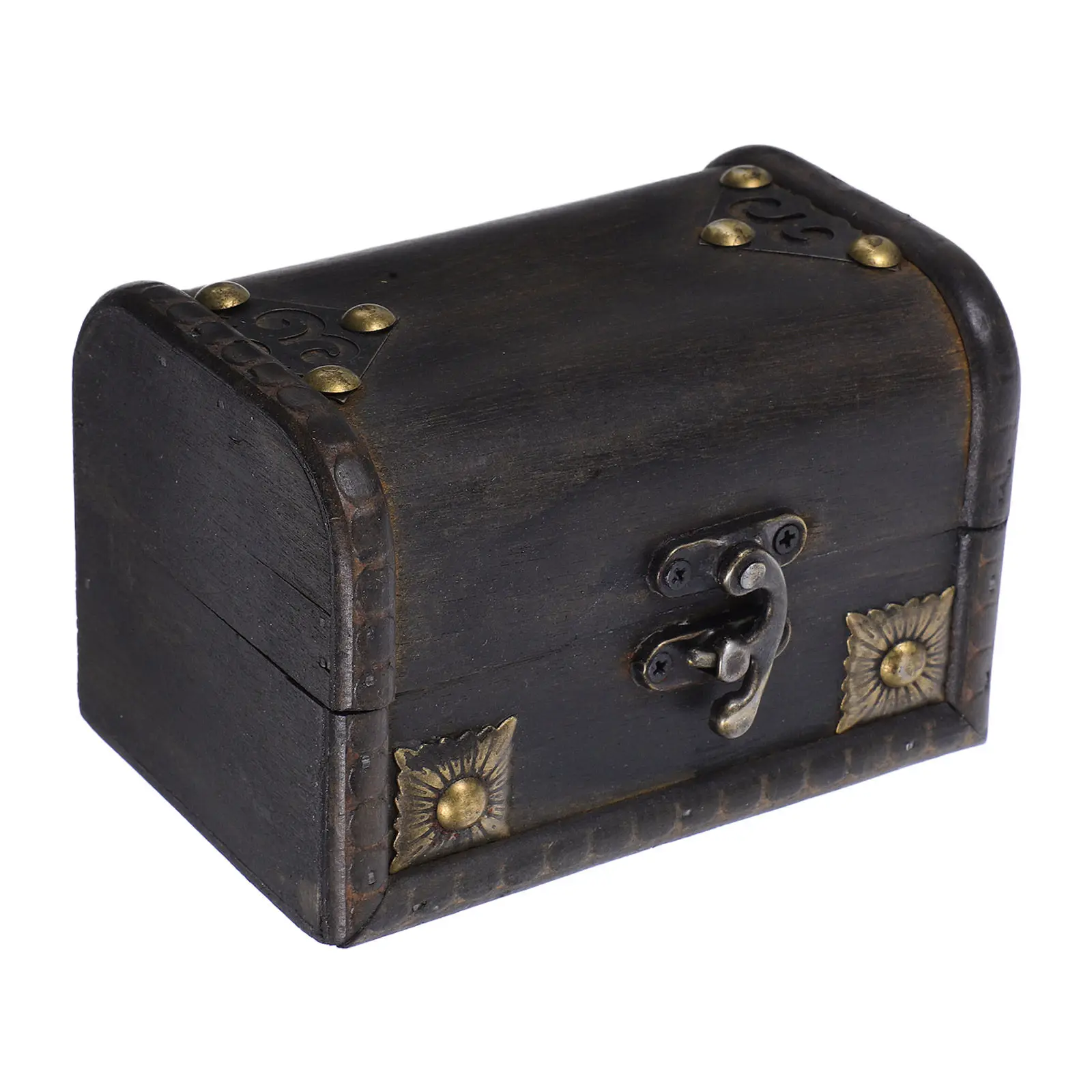 Decorative Wooden Storage Case Mini Treasure Container Vintage Chest Retro Desktop