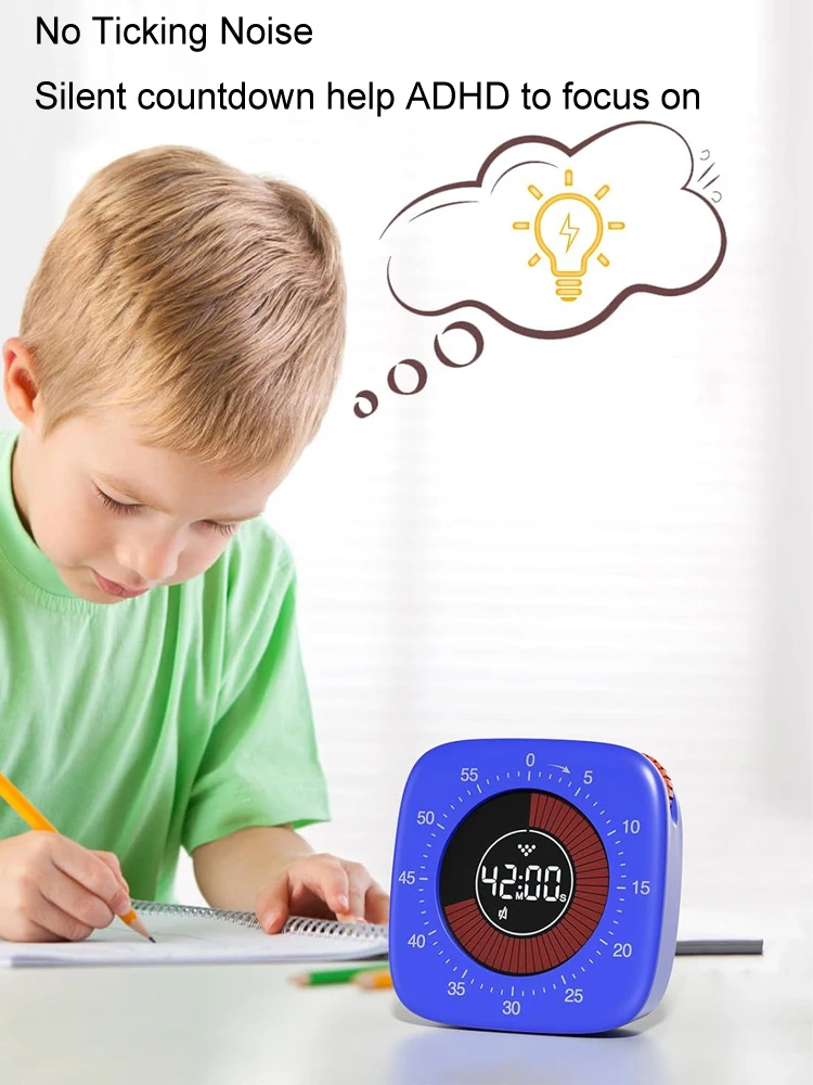 New Visual Timer Rechargeable 60 Minutes Countdown Kids Study Clock Silent Timer Children Adult Mechanical Timer Management Tool