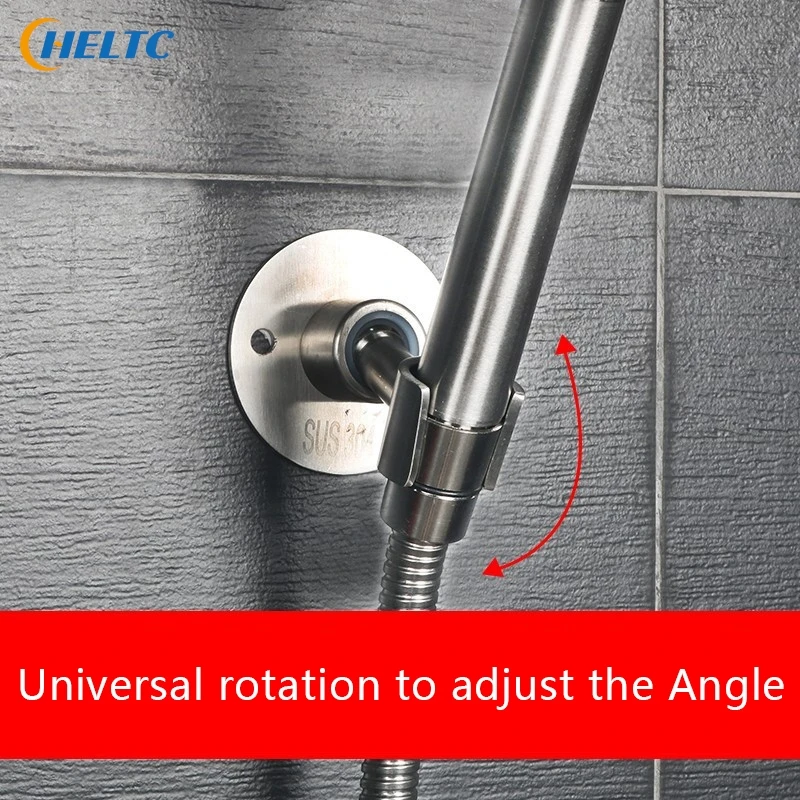 Stainless Steel Bathroom Easy Install Shower Head Holder Hotel With Screws Durable Heavy Duty Wall Mounted Home Adjustable Angle