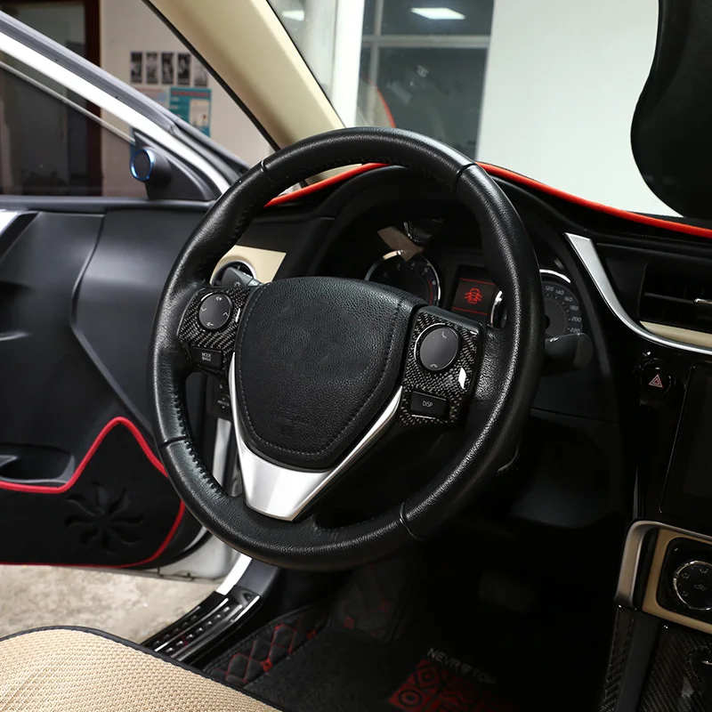لتويوتا كورولا 2014 2015 2016 2017 2018 لينة ألياف الكربون عجلة توجيه سيارة زر غطاء إطاري ملصق الكسوة اكسسوارات السيارات