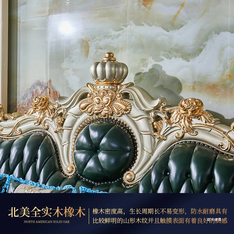 French Crown luxury retro villa leather sofa, high-end living room