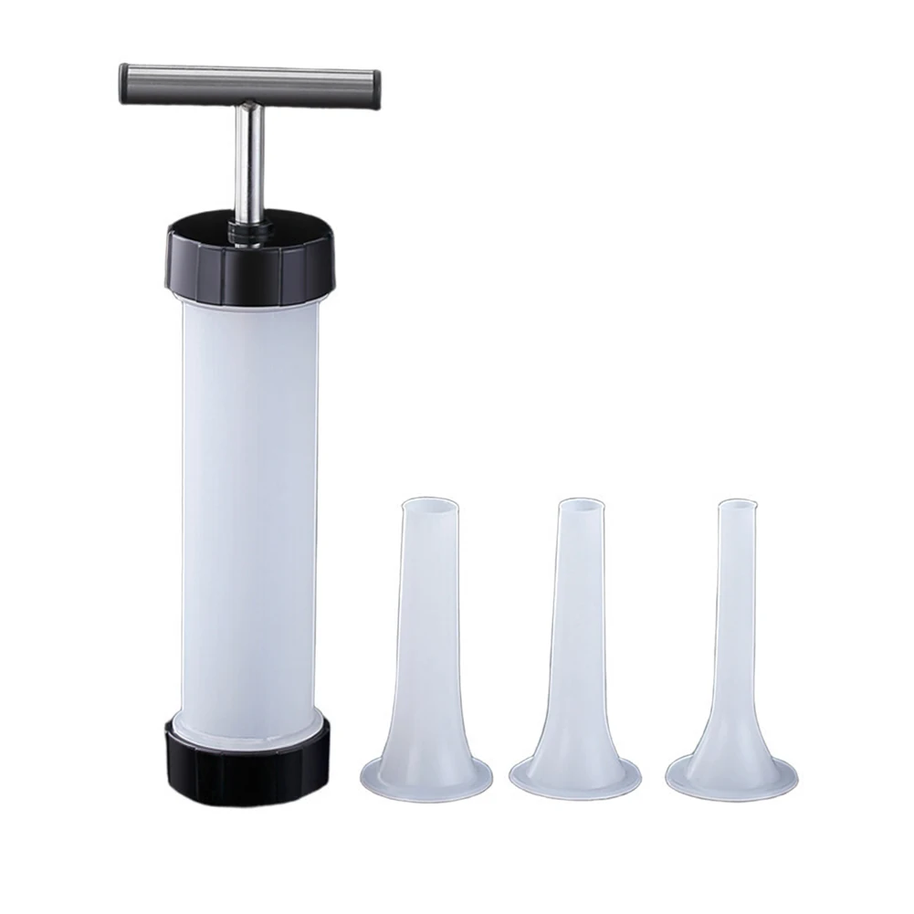 Manual Sausage Stuffer Hand Operated Sausage Maker Compact for Home Use Compatible with Natural Casings 3 Nozzles 23mm 19mm 15mm
