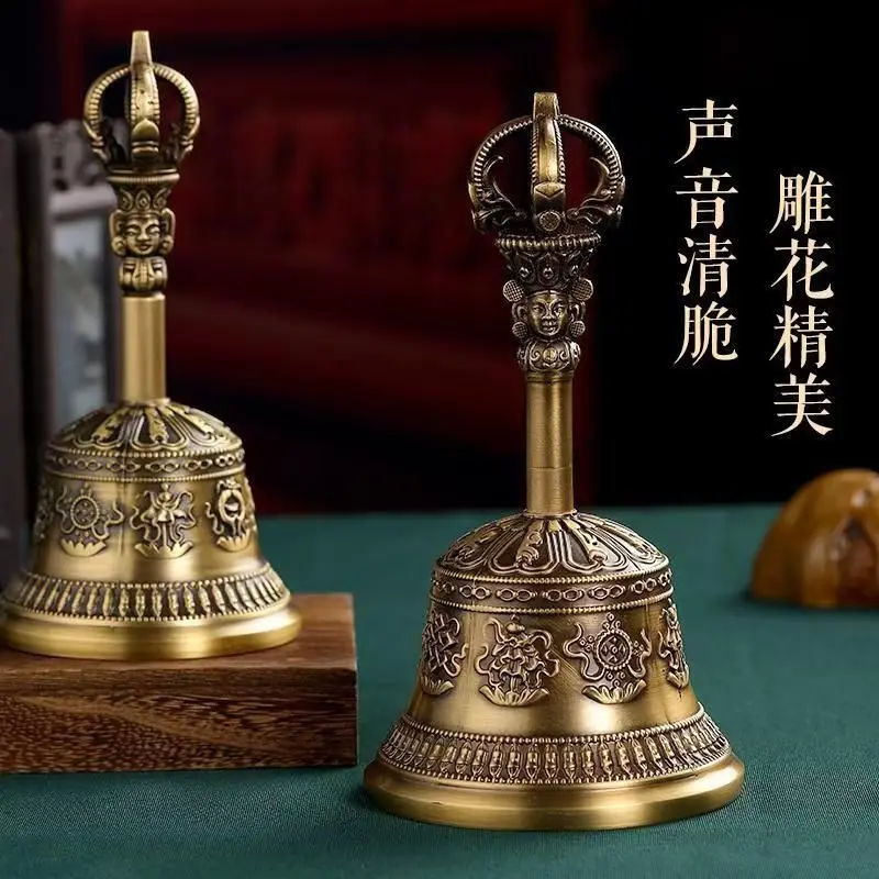 tibet-tibetan-five-strand-vajra-instrument-hand-cranked-taoist-large-bell-statue-ornament-desktop-decor-figurines