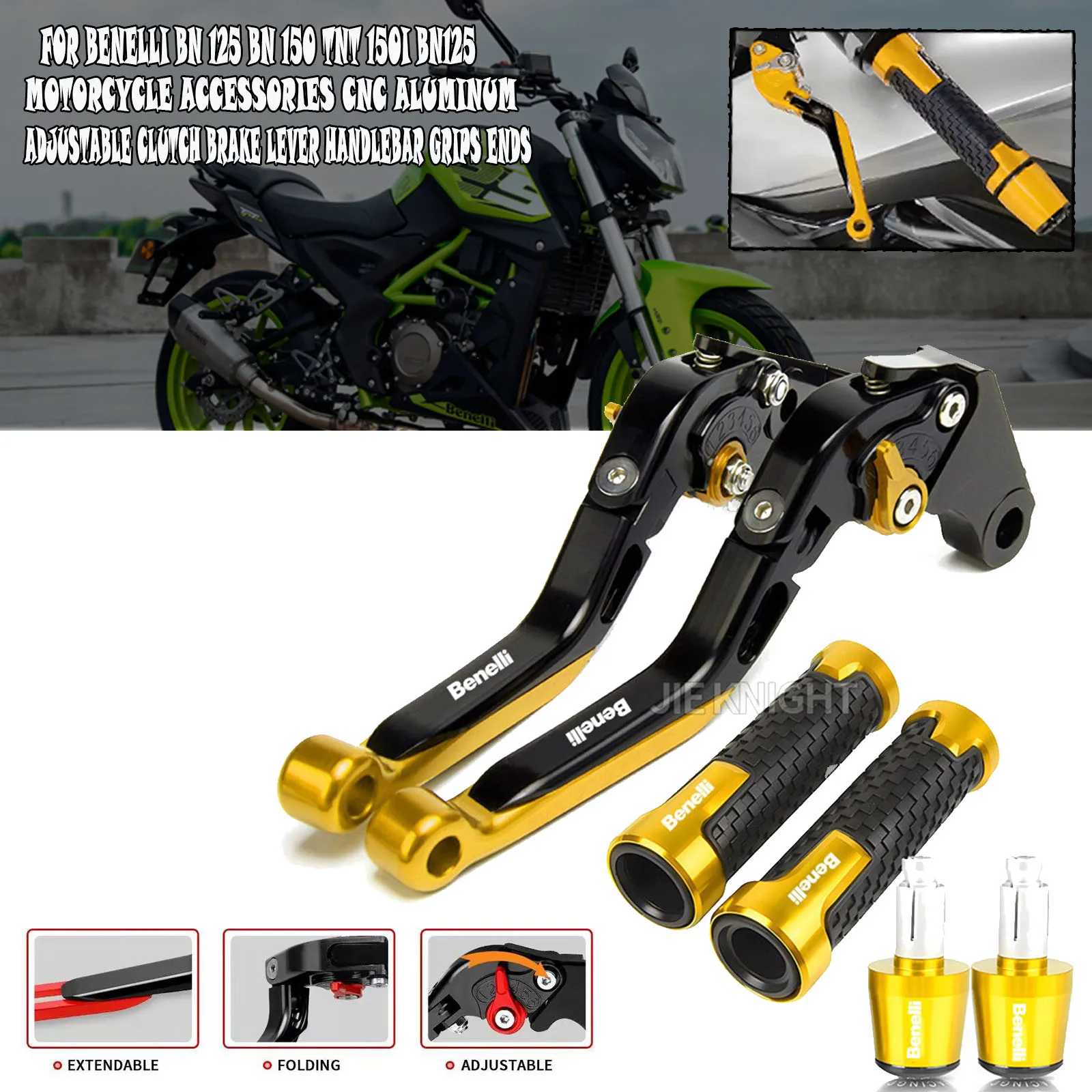 ملحقات الدراجة النارية لبينيلي BN 125 BN 150 Tnt 150i BN125 CNC الألومنيوم قابل للتعديل مخلب الفرامل رافعة المقود القبضات ينتهي