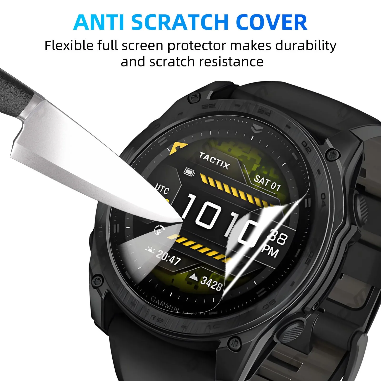 Ochraniacz ekranu 3D do Garmin Tactix 8 47mm/51mm AMOLED Solar elastyczny miękki zestaw akcesoriów ochronnych z pełnym pokryciem (NIE SZKŁO)