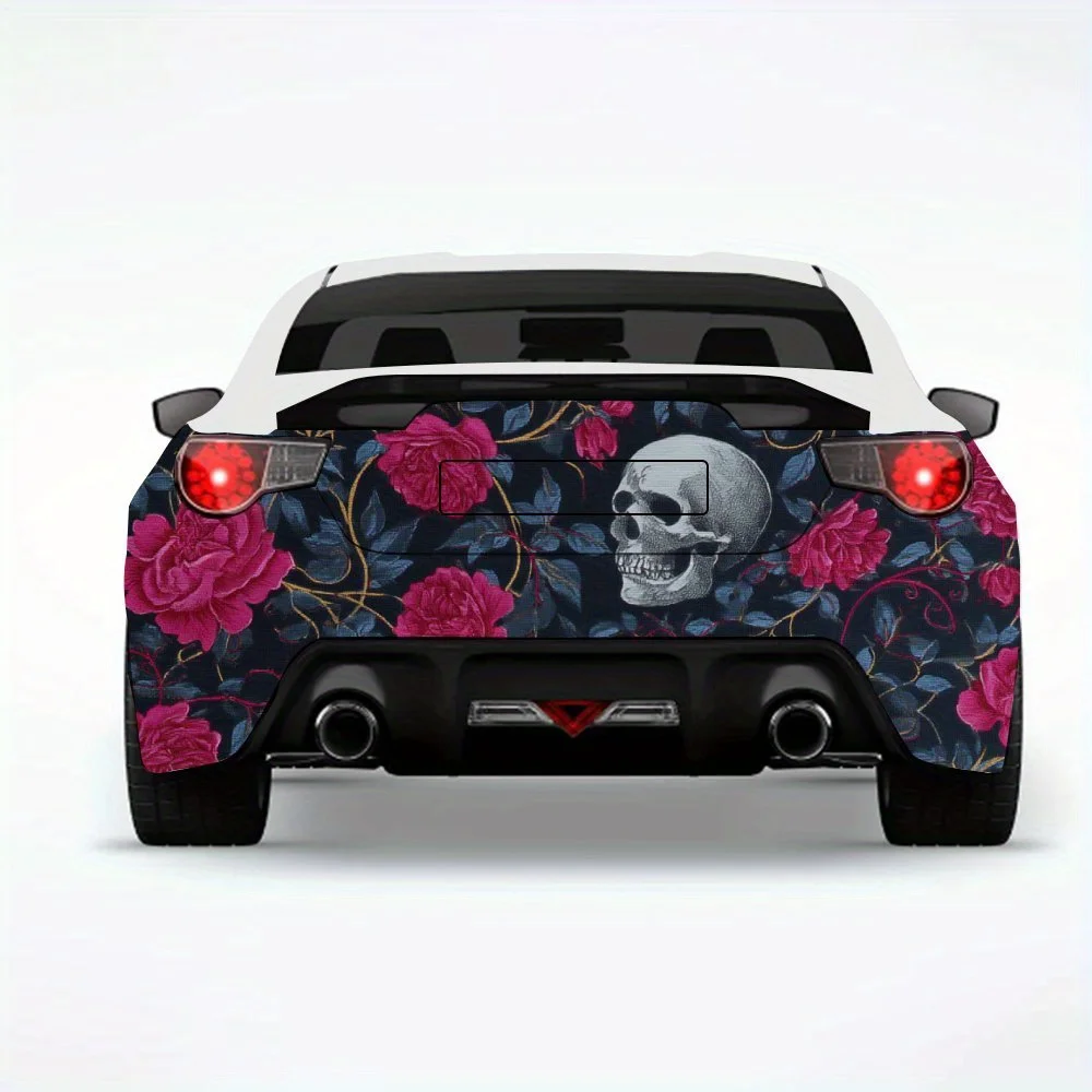 

Skull & Rose Pattern Car Sticker-Vinyl Decal for Car Rear, Waterproof Self-Adhesive Vinyl Stickers for Vehicle Tail & Bumper, De