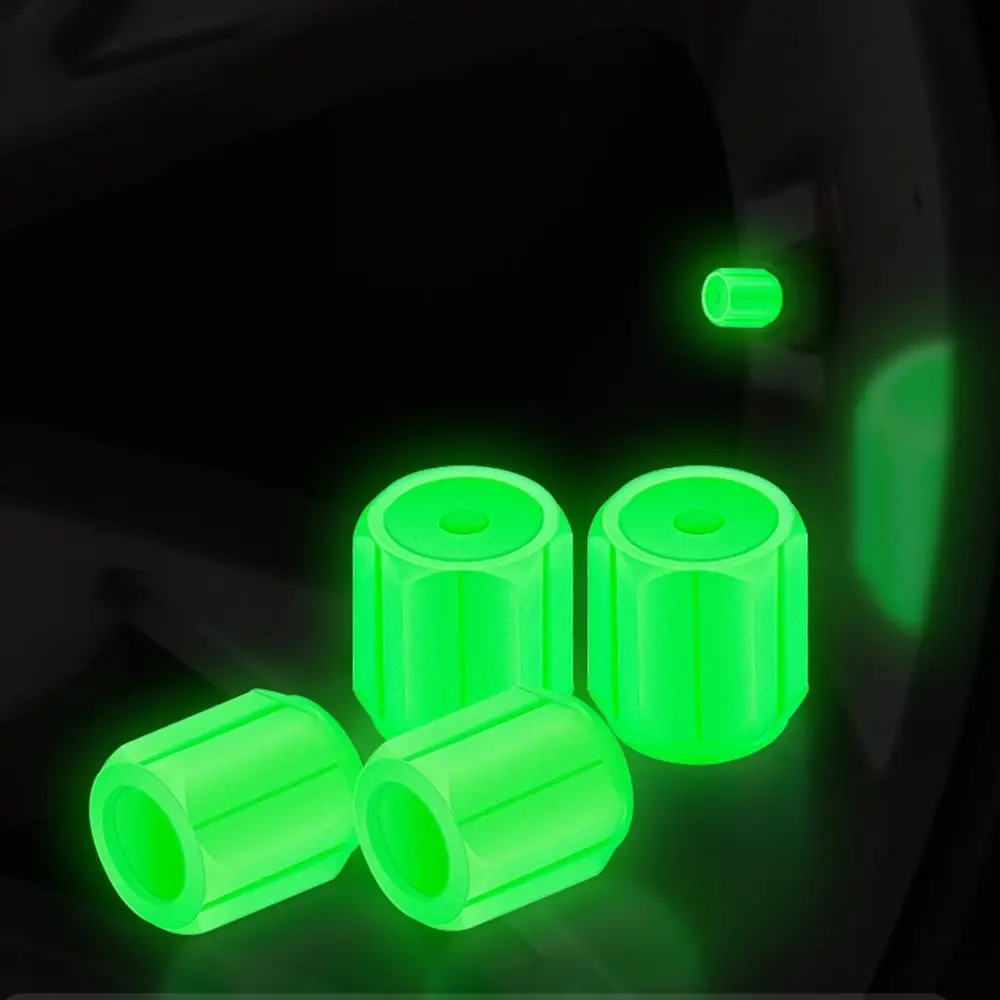 4Pcs/Set Cool Mini Car Valve Caps Luminous Rubber Tyre Valve Stem Non-slip Air Rim Cover Universal Car Decor Accessories