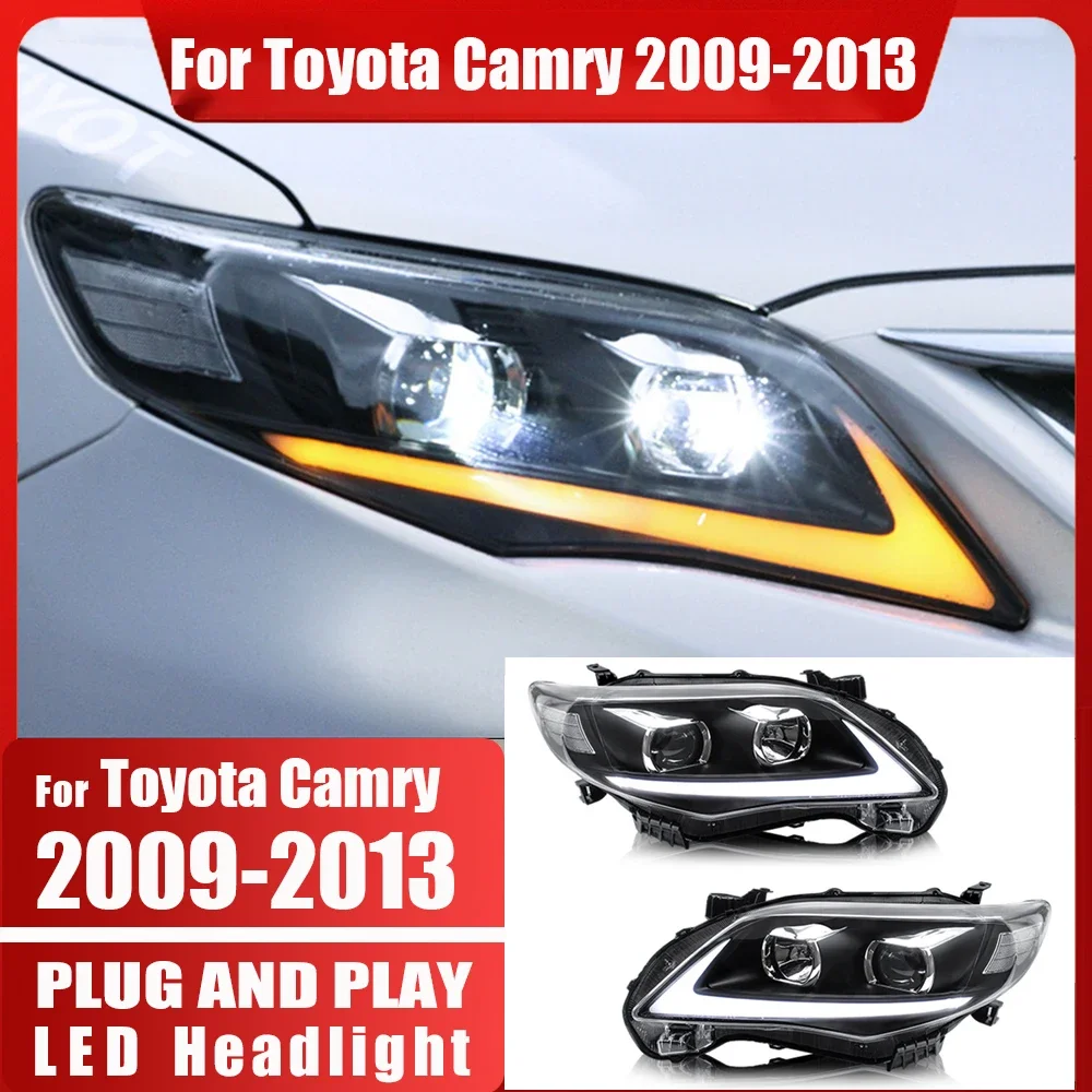 Pair Of Car Headlight Assembly For Toyota Camry 2009 2010 2011 2012-13 Headlamp Parts Daytime Running Lamp Bi-Xenon project lens