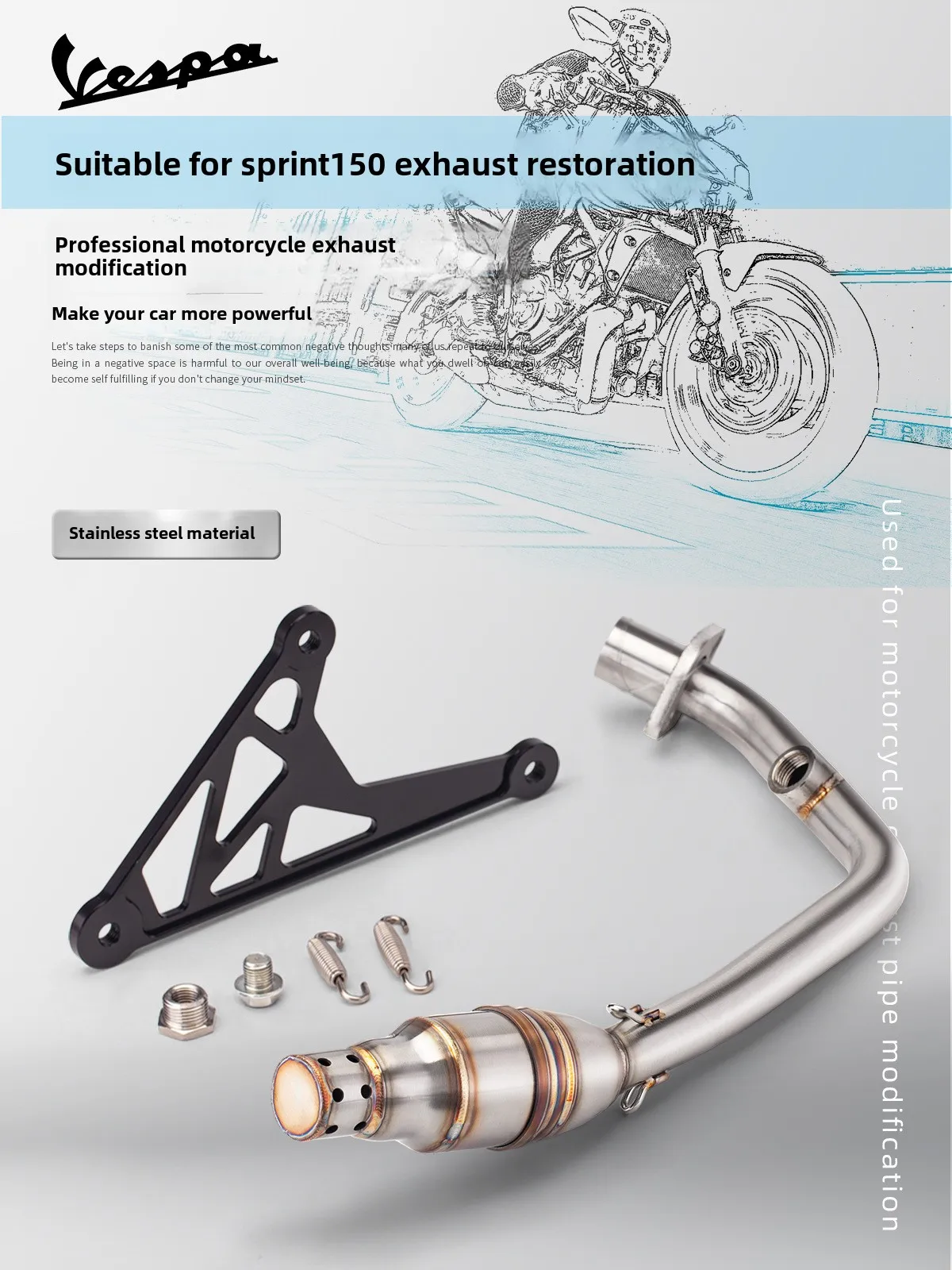 New Condition Stainless Steel Front Exhaust Pipe 150 Sprint 150 Modified Section Motorcycle Exhaust System