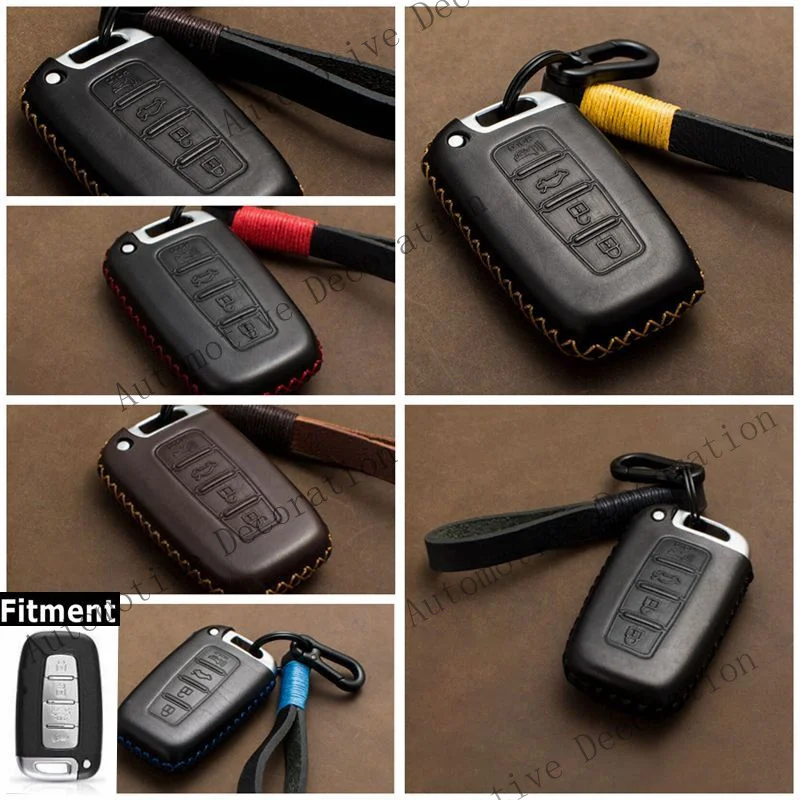 Z+ Genuine Leather Car Key Fob Case Cover Holder For Hyundai Sonata For KIA Optima