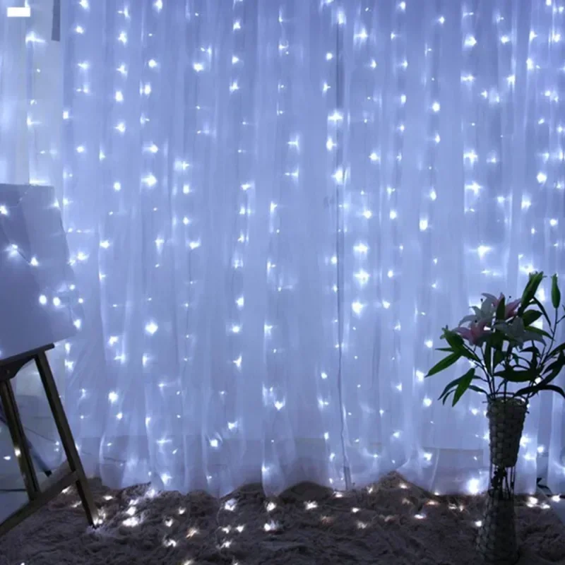 LED Fee String Vorhang Lichter 6 m/3 m Neue Jahr Lampe Weihnachten Lichter 8 Modus Fernbedienung USB girlande Weihnachten Dekor Für Home Urlaub – Detail 1
