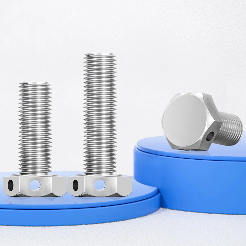 1Pc 304/316 Stainless Steel External Hex Head Bolt With Safety Wire Hole Drilled Head Anti-Loosening Locking Screw M6 M8 M10-M24