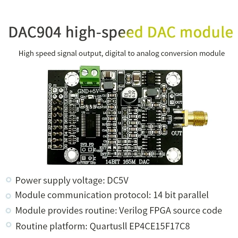 FPGA Development of a 14 Bit Parallel 165M Sampling Waveform Generator for DAC904 High Speed DAC Module