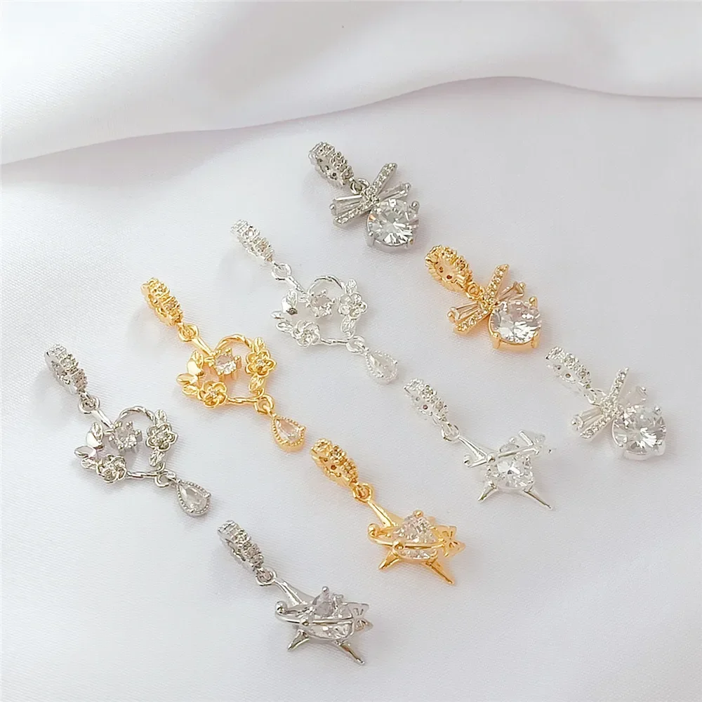 

14K Gold-plated Zirconium-inlaid Butterfly Starburst Pendant, Handcrafted Diy Bracelet, Necklace Accessory, Material: Loose Bead