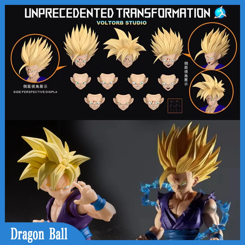 

RE Dragon Ball Son Gohan Super Saiyan 2 Battle Damaged Son of a desperate Saiyan Head Accessories Anime Action Figure Toys Gift