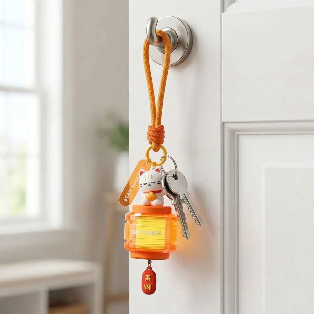 Mini Size Lucky Cat Lantern Warm White Portable Design Mini Portable Lantern Hanging Pendant Night Lamp Fortune Cat Night Light