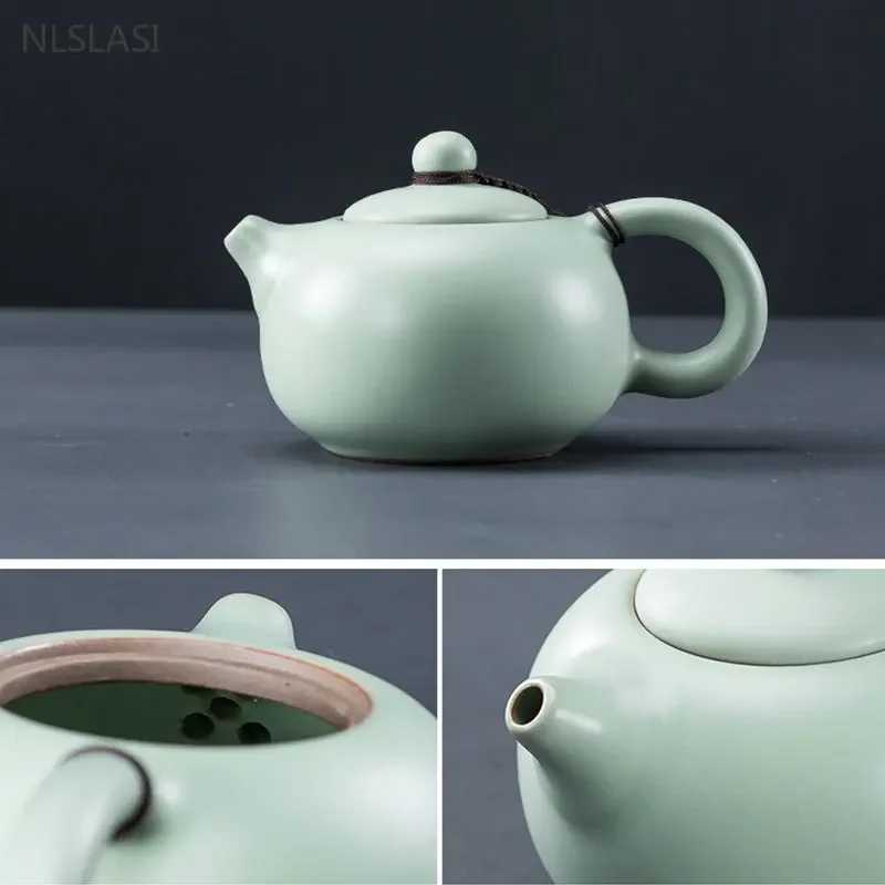 Custom Ru Kiln Teapot and Teacup Set Ceramic Teaware with Gift Box Chinese Tea Set Accessories Handmade Filter Tea Pot 10pcs