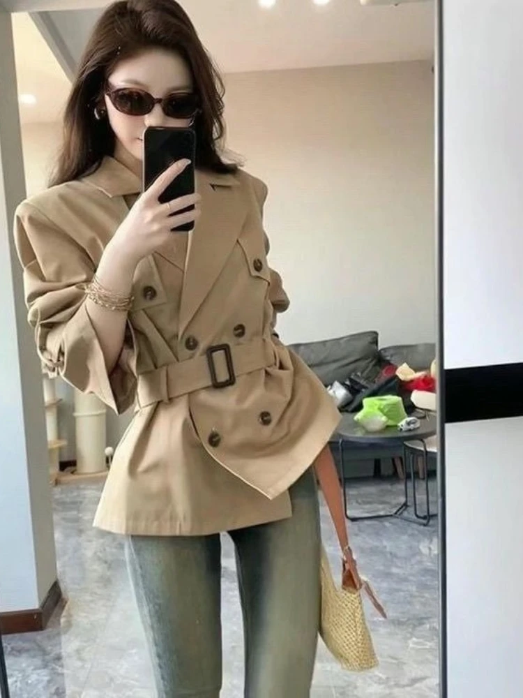 

Y2K French Elegant Slim Subculture Pure Color Autumn Long Sleeve Trench 2000s Casual Korean Fashion Coats for Women Vintage Chic