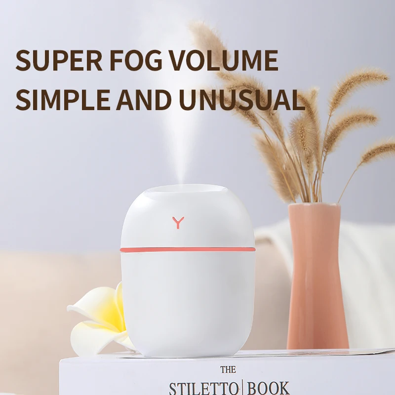 휴대용 220ml H2o 미니 컵 스프레이 미스트 가습기 이중 습식 아로마 오일 디퓨저 차량용 USB 에그 가습기 (컬러풀 LED 포함)