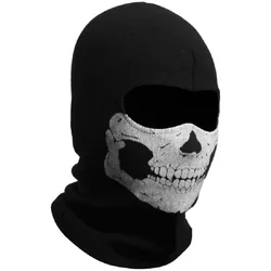 Musion Full Face Mask Black Ghosts Print Balaclava With Skull Printed For Cosplay Party Motorcycle Bike Cycling Hiking Outdoor