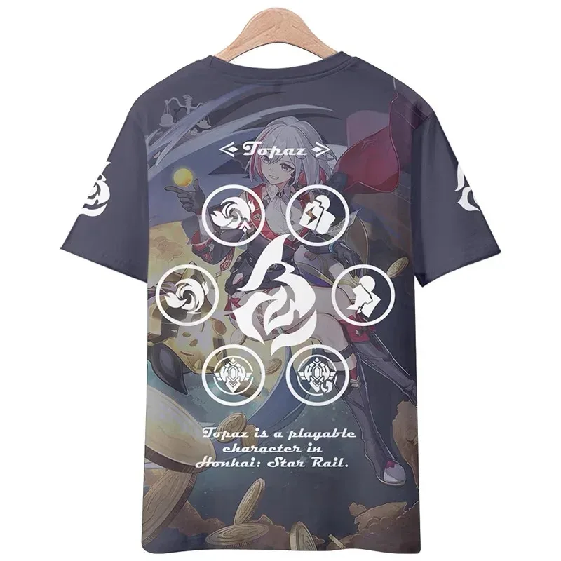 

2025 yiyi2025yiyiHonkai: Star Rail Topaz Косплей Футболка с 3D принтом Костюм Кимоно с короткими рукавами Рубашка Хаори Плащ Спортивная одежда Stre