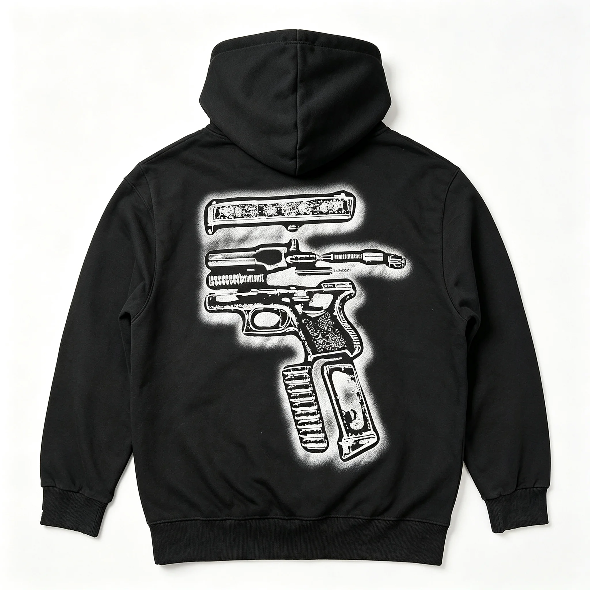 2026 Retro Acid Wash Hoodie Gothic Pistol Pattern Print Loose Hoodies Harajuku Casual Men Women Sweatshirt Fashion Clothes